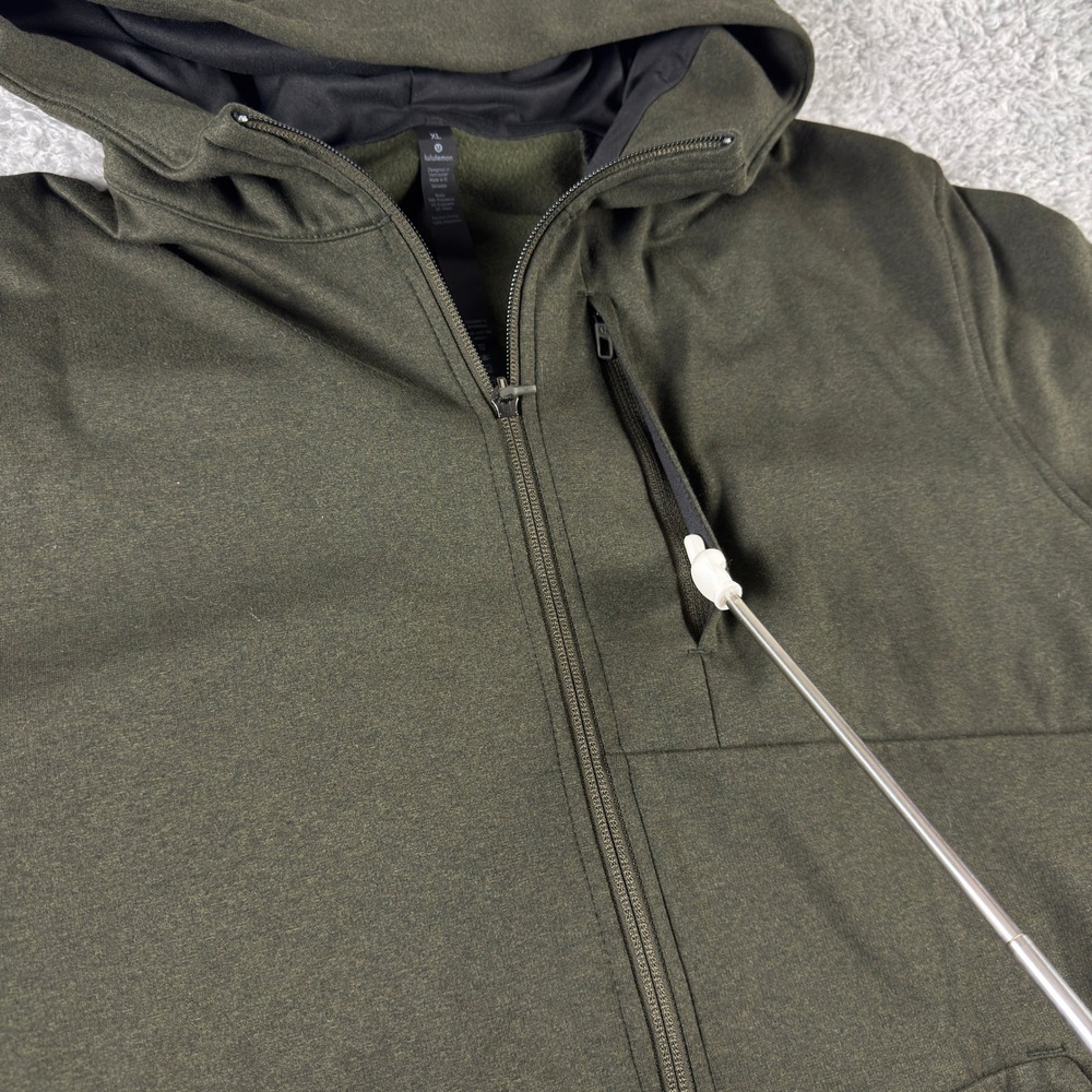 Lululemon Engineered Warmth Full Zip Hoodie XL Dark Olive Green Wool Blend - Picture 4 of 9